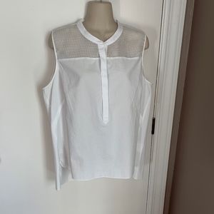 T Tahari sleeveless cotton mesh yoke blouse